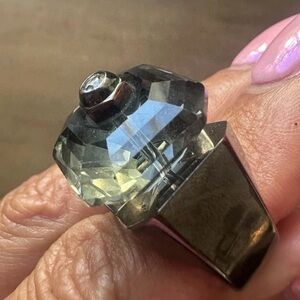 SWAROVSKI Black Crystal Ring Size 55